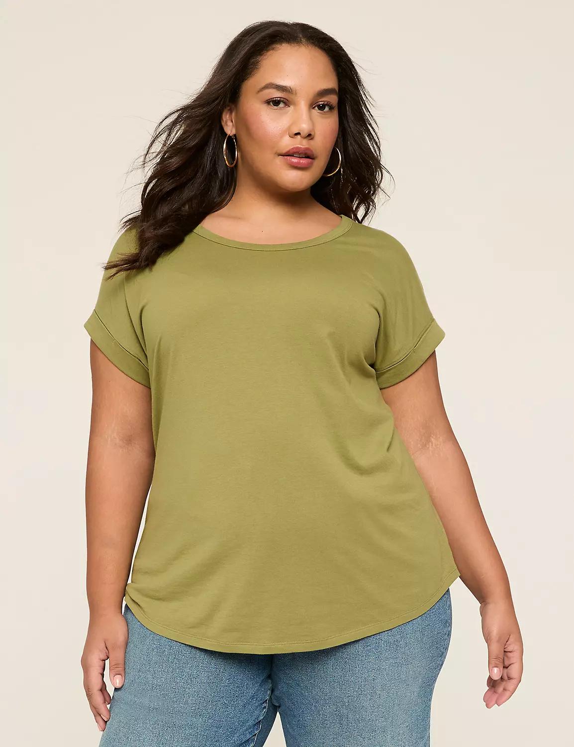 Roll-Sleeve Scoop-Neck Tee Product Image