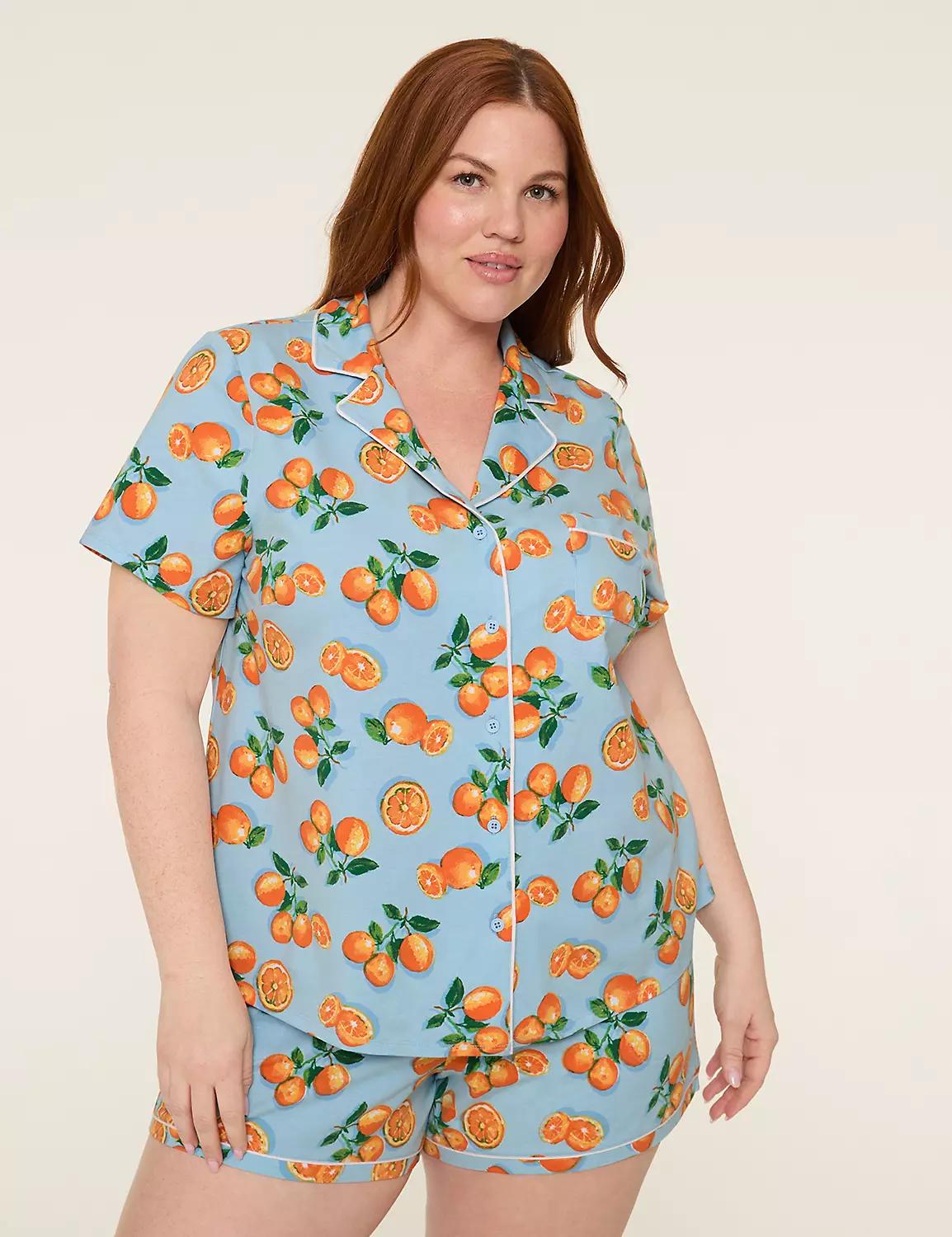 Comfy Cotton Notch-Neck Top & Short PJ Set Product Image