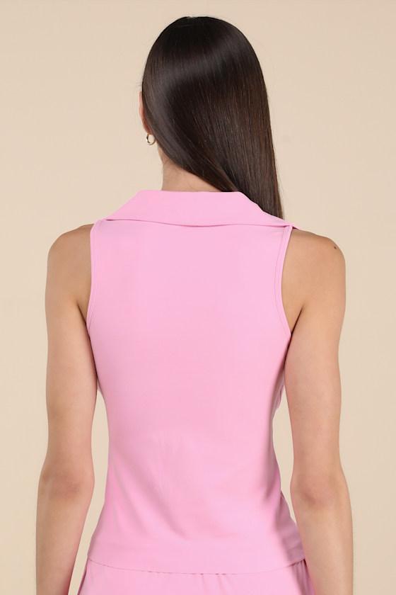 Gabriella Pink Seamed Collared Tank Top Product Image