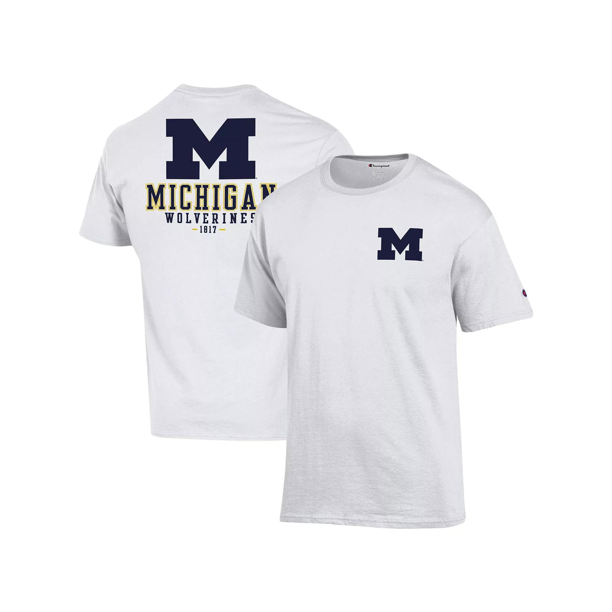 Men's Champion White Michigan Wolverines Stack 2-Hit T-Shirt,  Product Image
