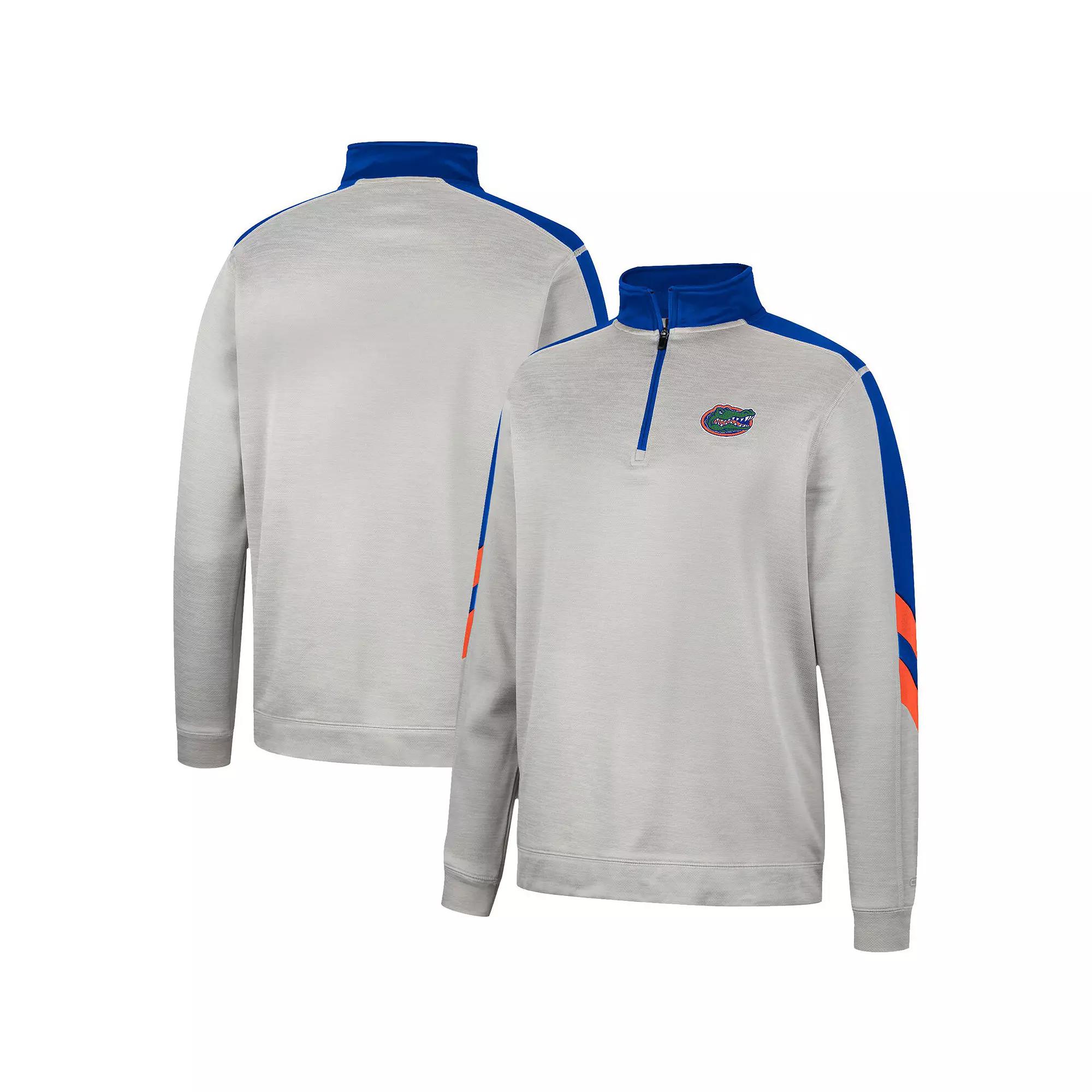 Men's Colosseum Gray/Royal Florida Gators Bushwood Fleece Quarter-Zip Jacket, Size: Large, Grey Product Image