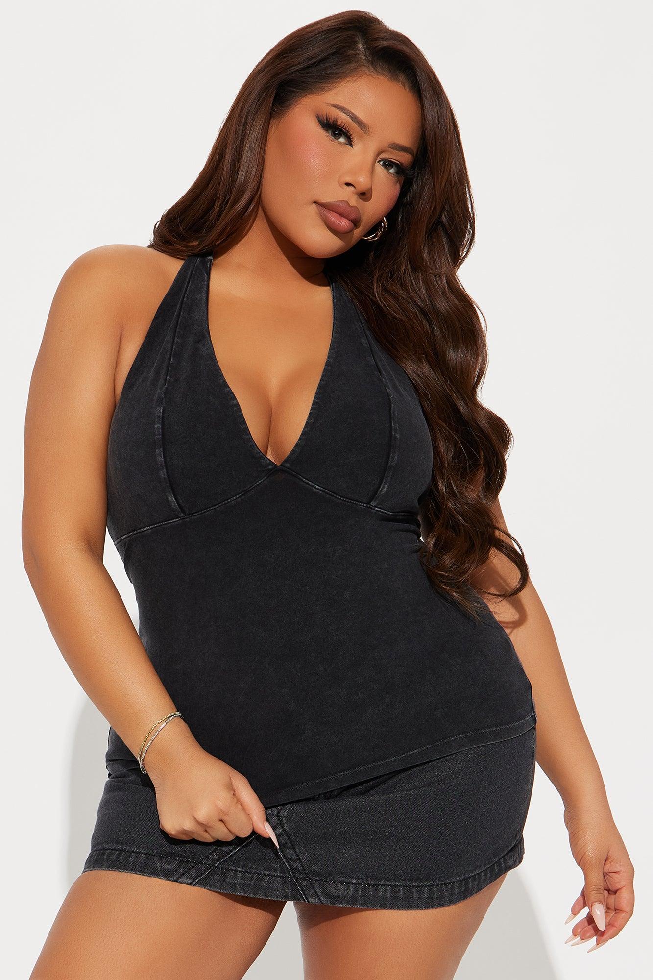 The Washed Halter Top - Black Product Image