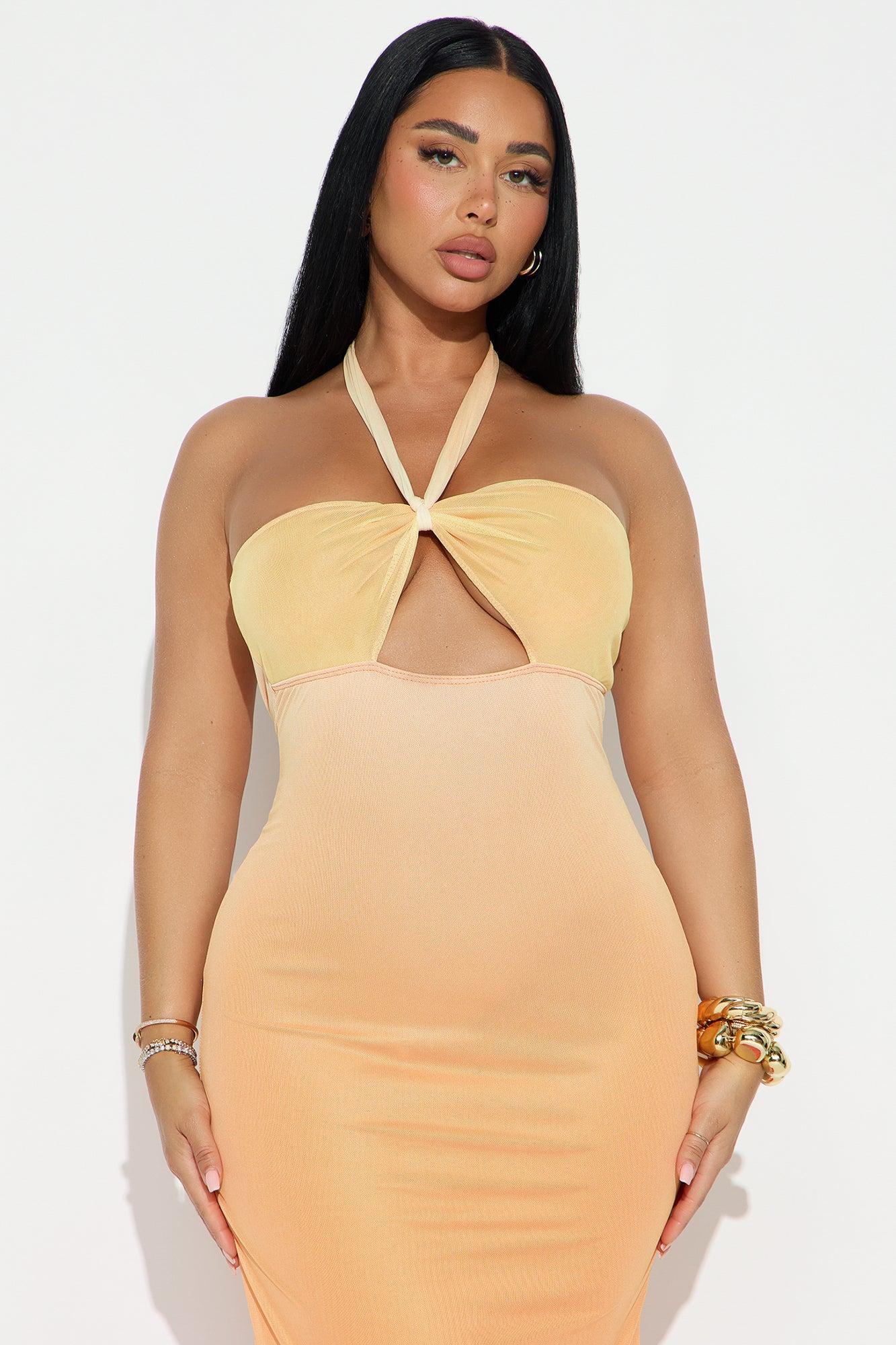Sunset Dreams Mesh Maxi Dress - Orange/combo Female Product Image