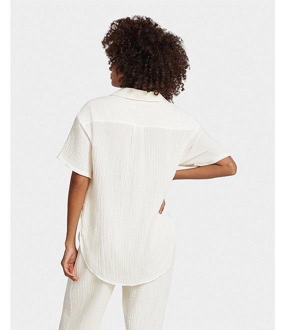 UGG Embrook Cotton Gauze Chest Pocket Button-Front Notch Collar Coordinating Lounge Top Product Image