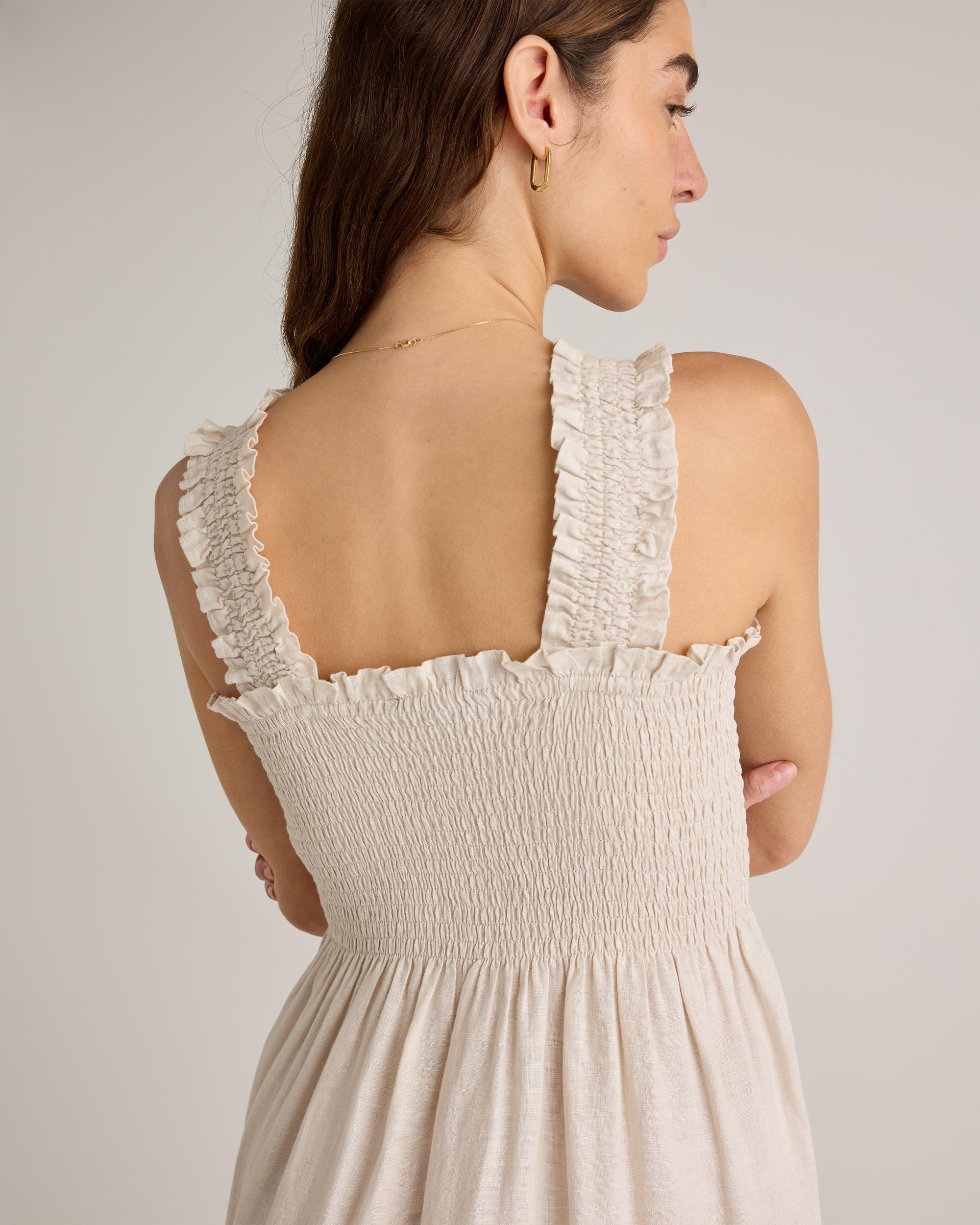 Quince | Women's 100% European Linen Smocked Midi Dress Product Image