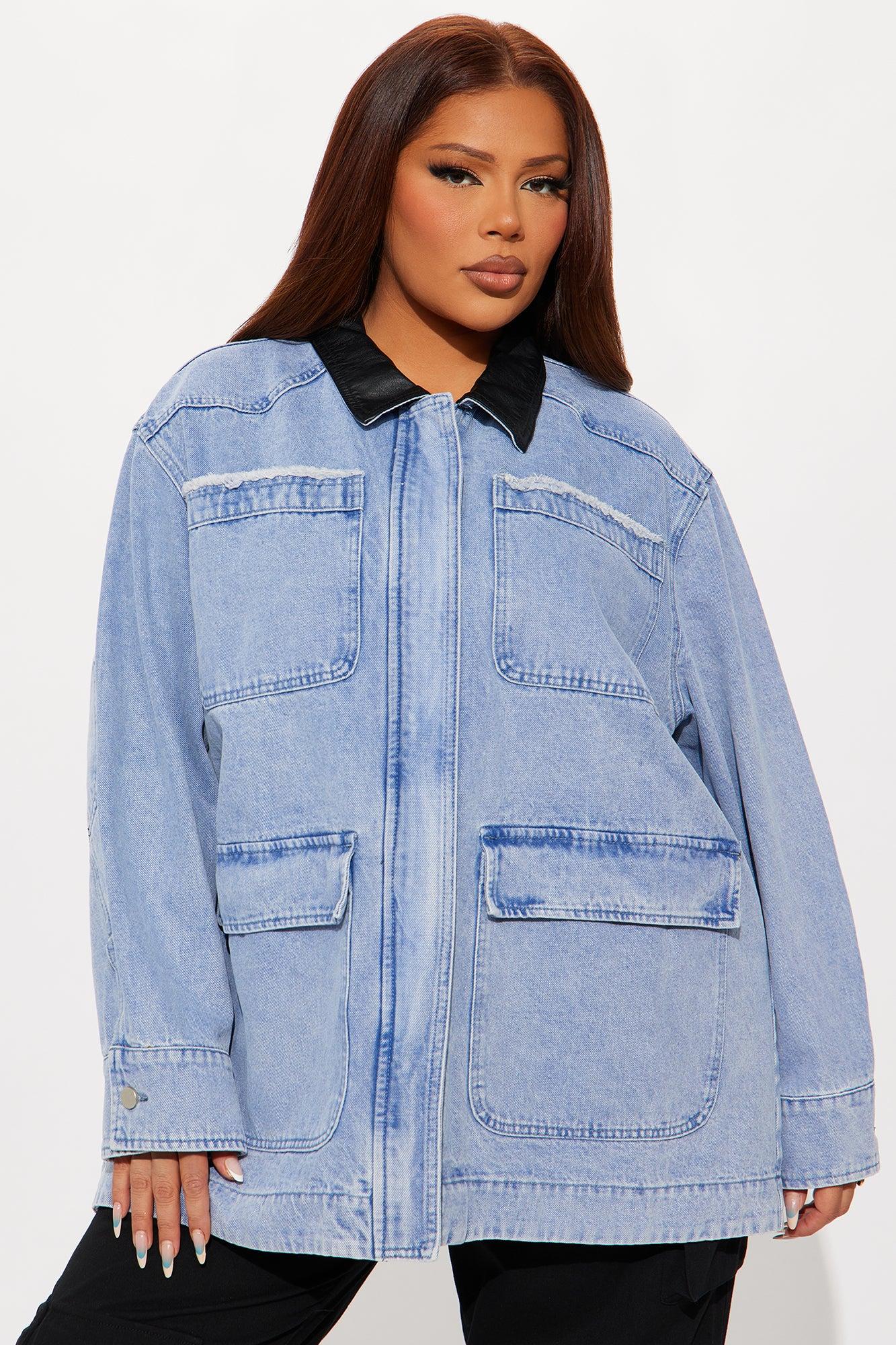 Bare Minimum Oversized Denim Barn Jacket - Medium Wash Female Product Image