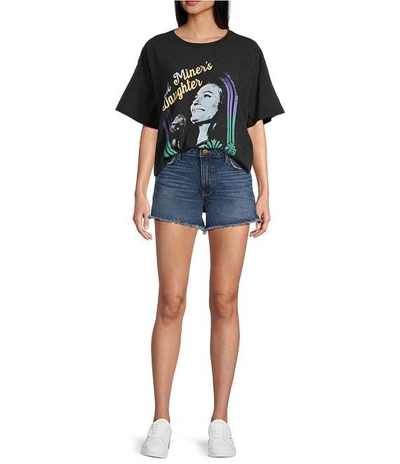 Wrangler® Mid Rise Vintage Inspired Frayed Hem Denim Shorts Product Image