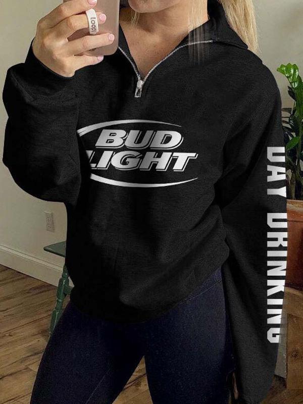 Letter Print Half Zip Sweatshirt Product Image