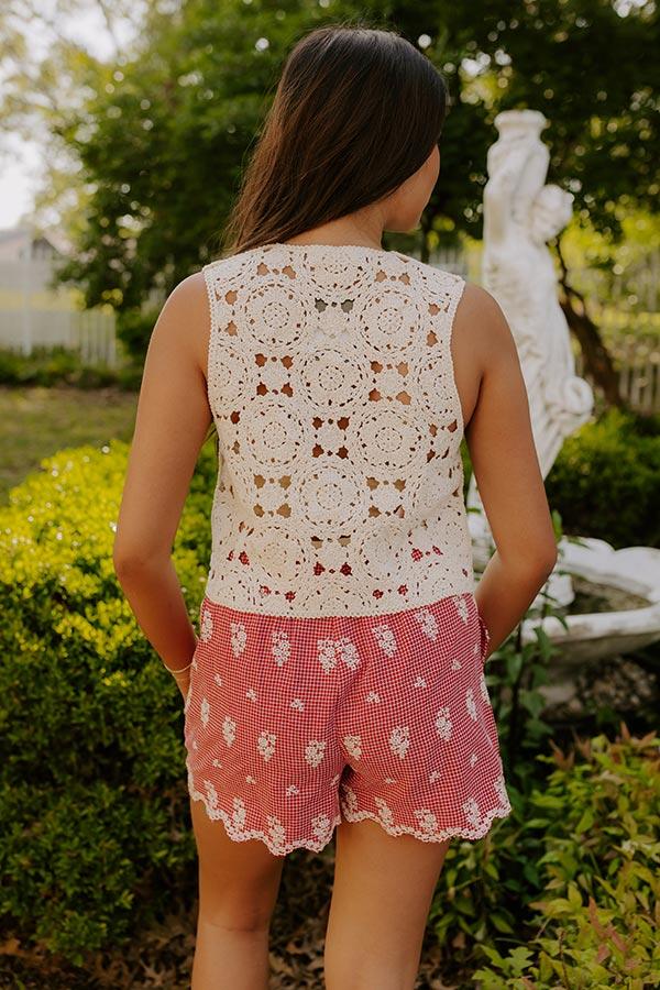 Boho Breeze Crochet Front Tie Top Product Image