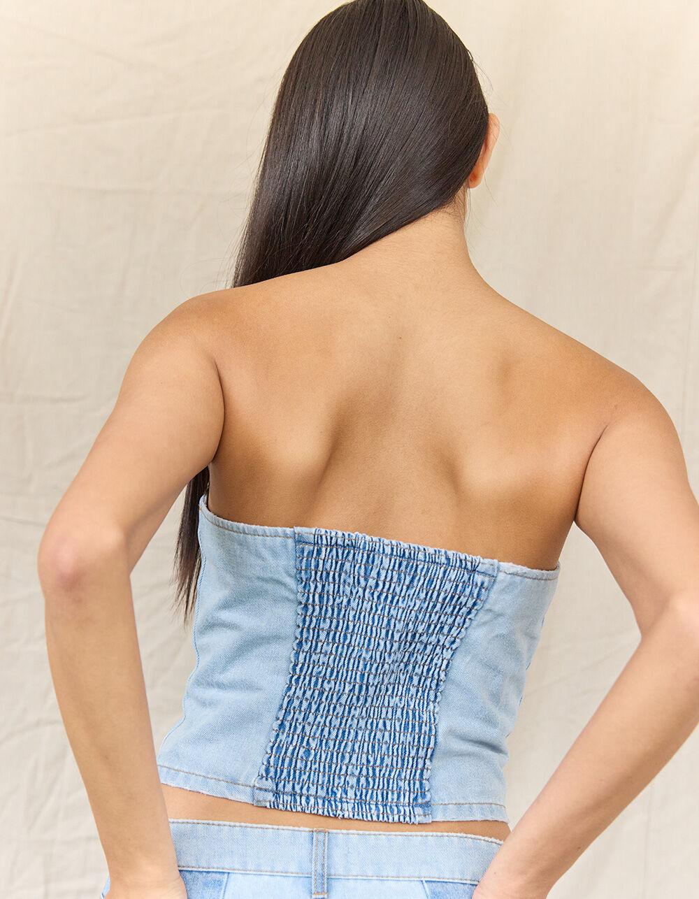 WEST OF MELROSE Womens Denim Tube Top - DENIM Product Image