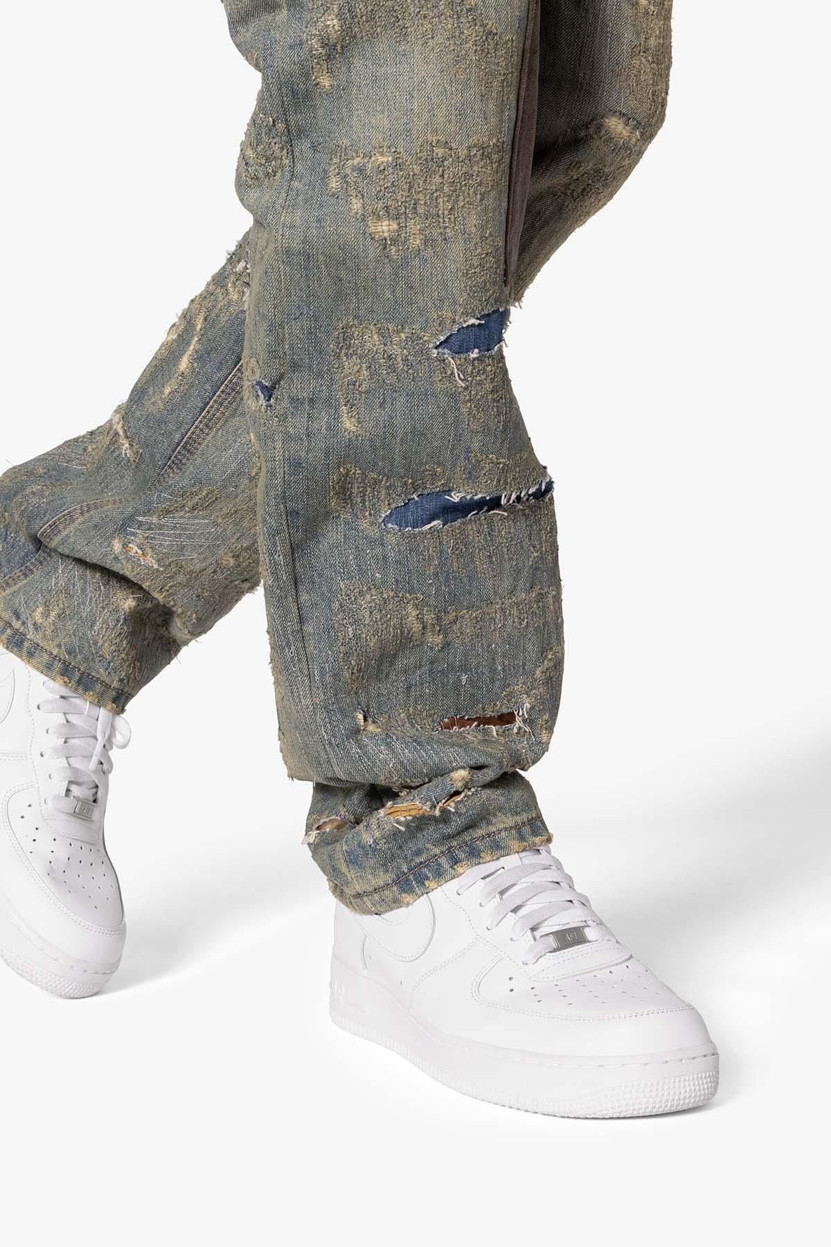 V613 Distressed Saddle Denim - Blue Product Image