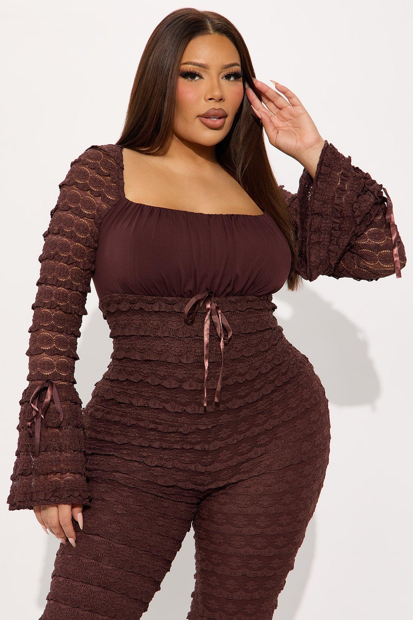 Espresso Lace Jumpsuit - Brown Product Image