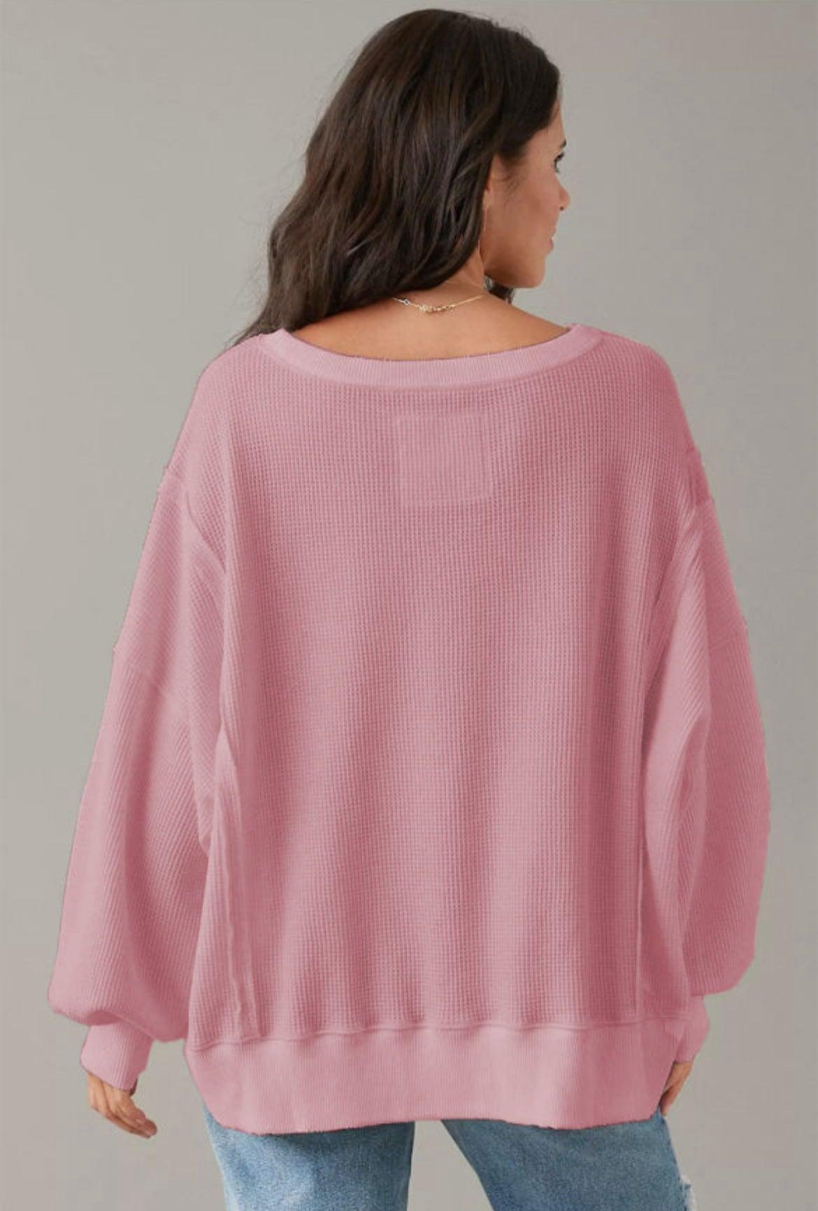 Oversized Pink Waffle Tunic Product Image