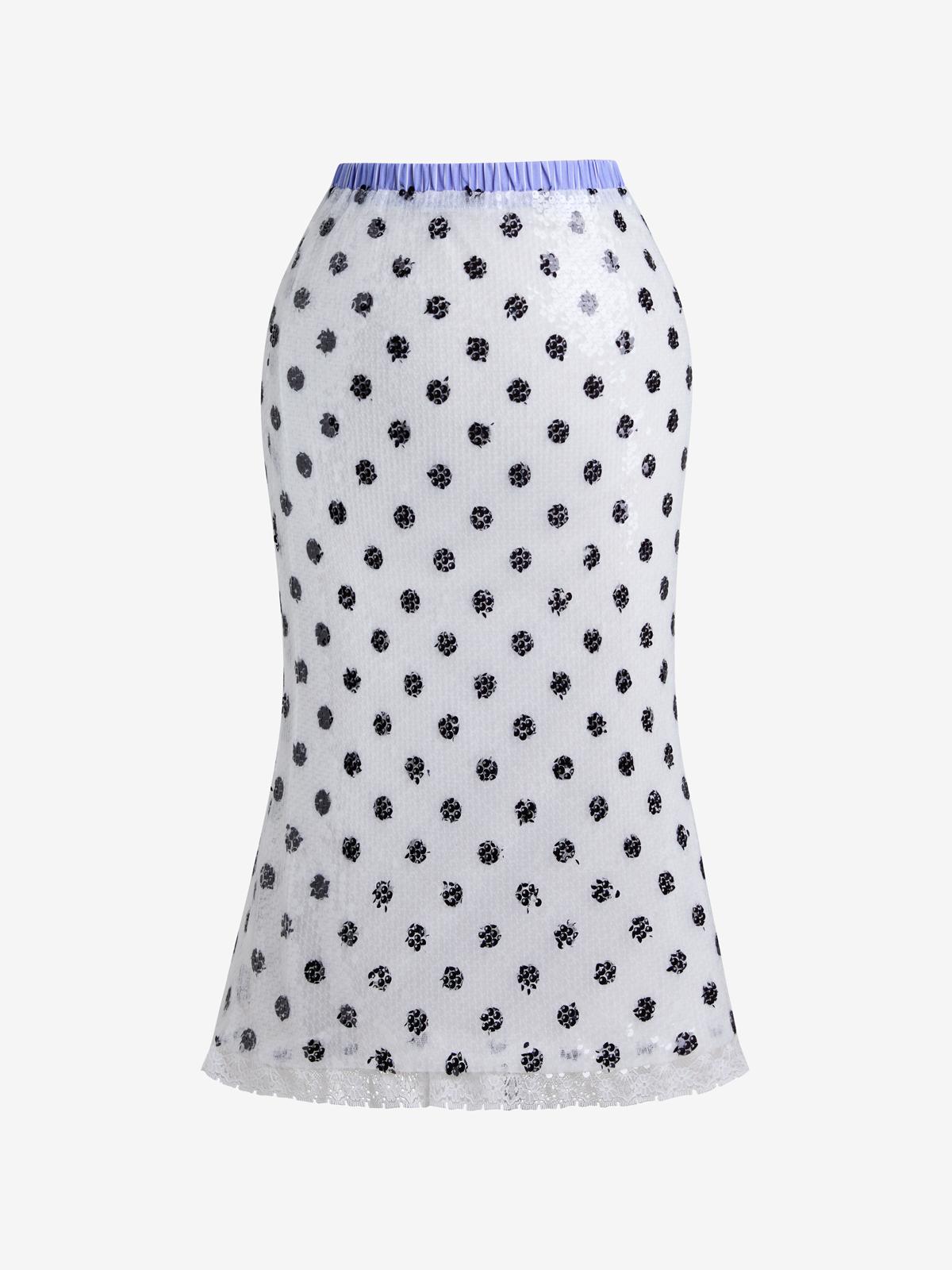 Fashion Retro Polka Dot Print Maxi Skirt Product Image