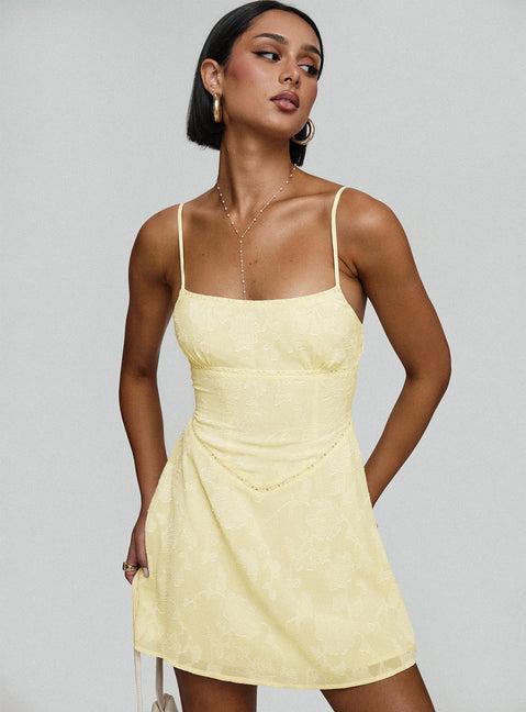 South Of France Mini Dress Yellow Product Image
