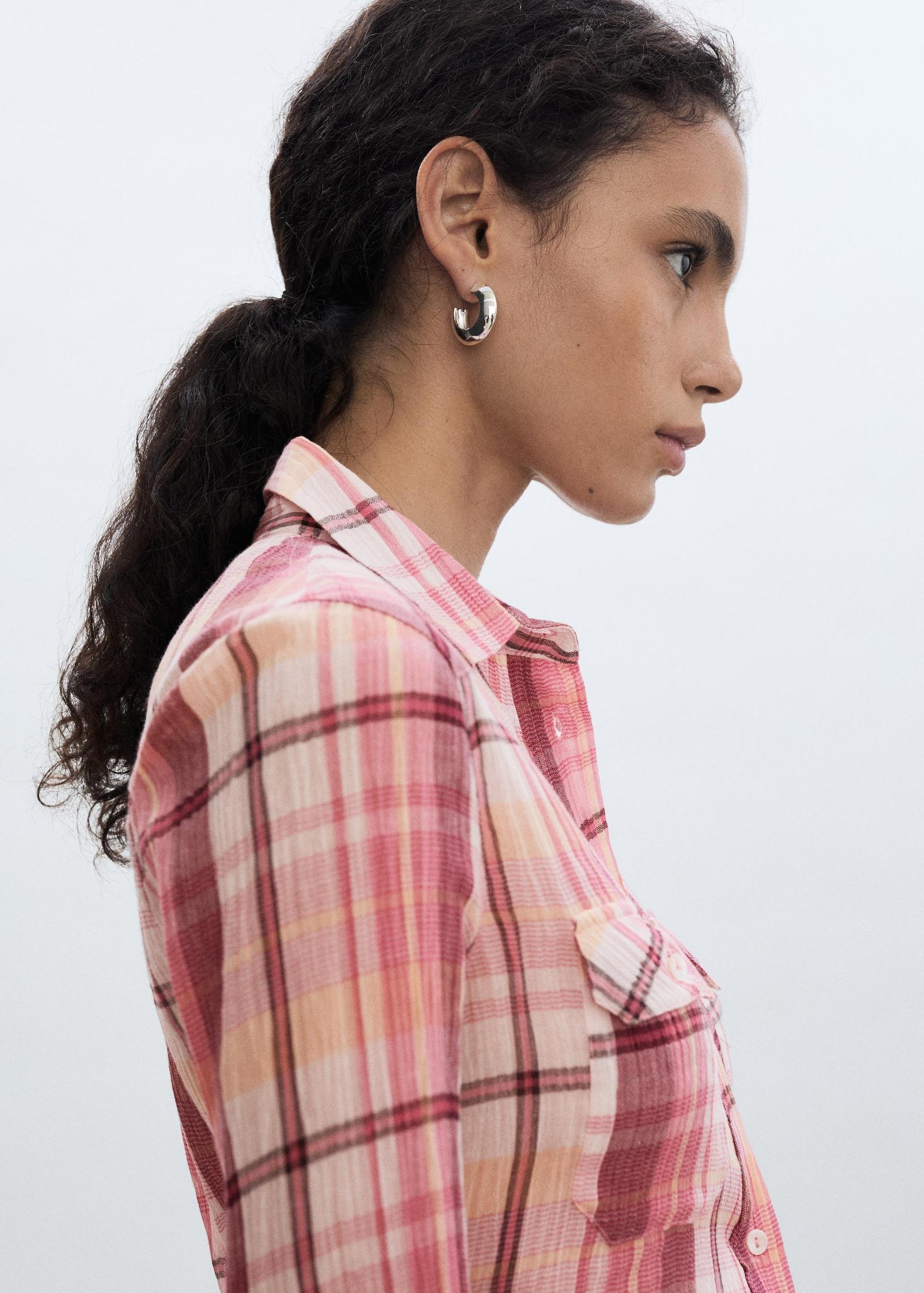 Check cotton shirt - Women | MANGO USA Product Image