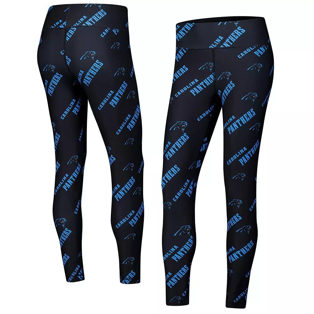 Women's Concepts Sport Black Carolina Panthers Breakthrough Allover Print Knit Leggings,  Product Image