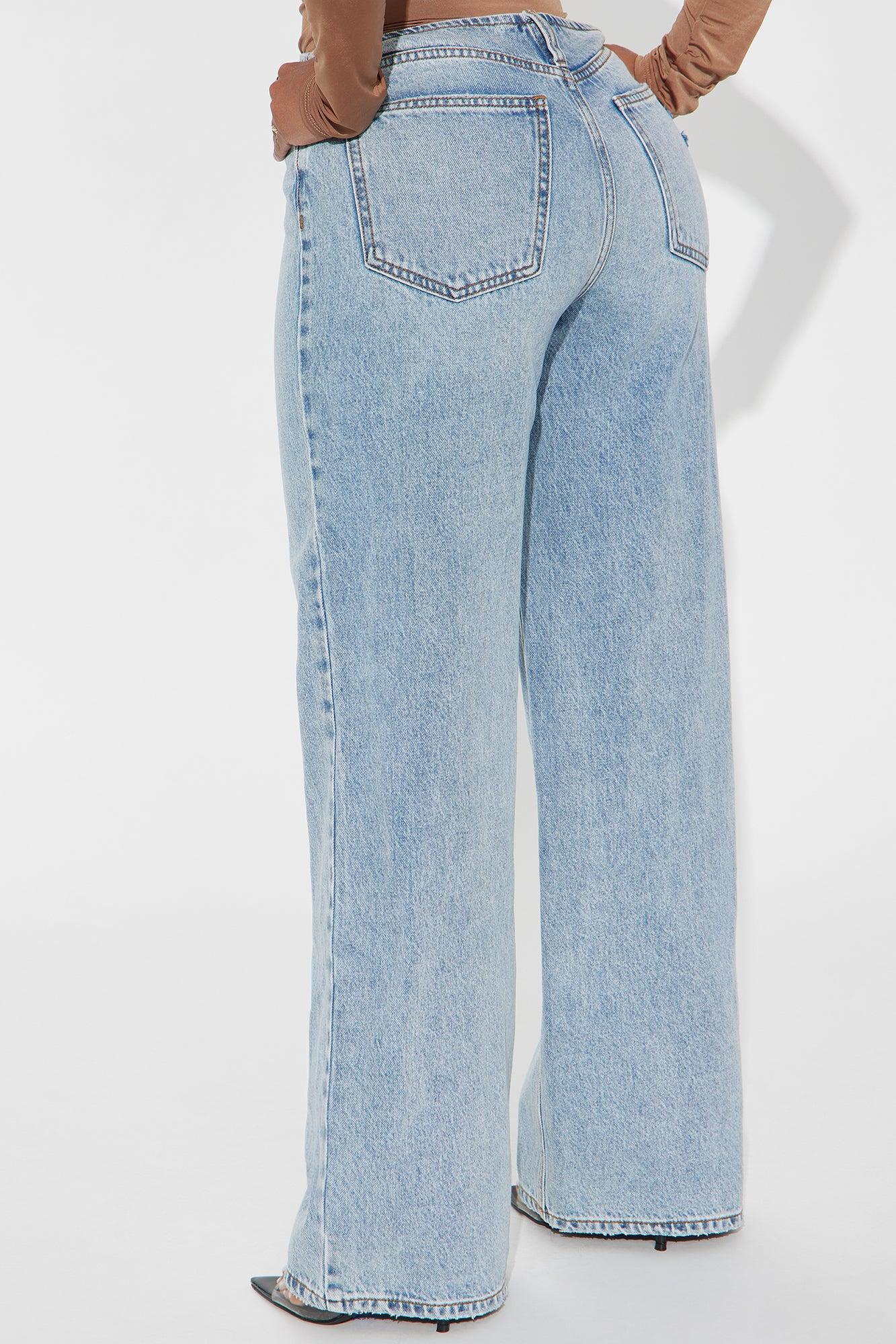 Emery Cut Off Waistband Straight Leg Jeans - Light Wash Product Image