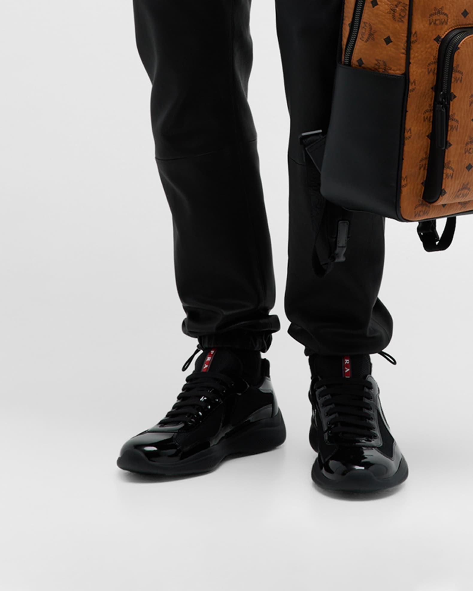 Men's America's Cup Patent Leather Patchwork Sneakers Product Image