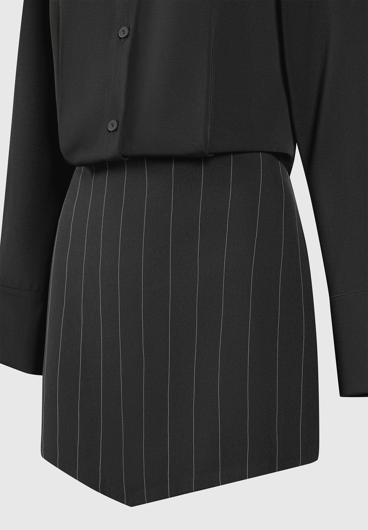Pinstripe Skirt Shirt Dress - Black Female Product Image