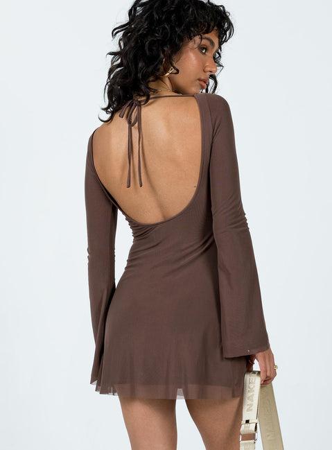 Lukea Long Sleeve Mini Dress Brown Product Image