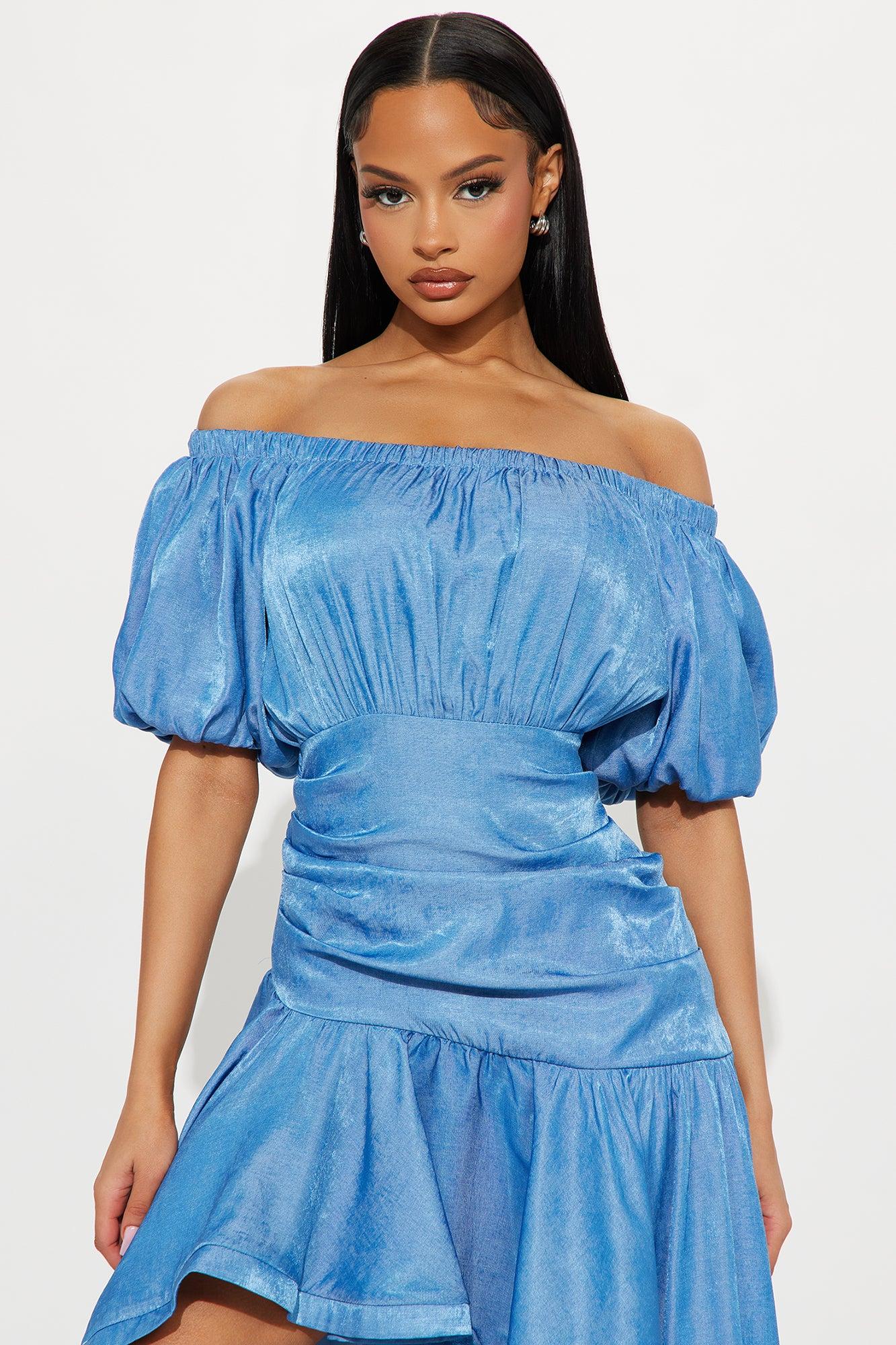 Rosalia Off Shoulder Maxi Dress - Blue Product Image