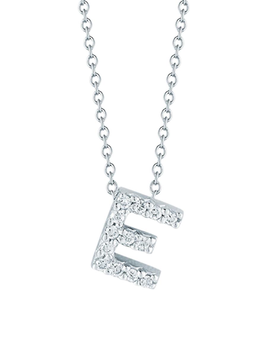 Womens Tiny Treasures 0.08 TCW Diamond & 18K White Gold Initial Necklace Product Image