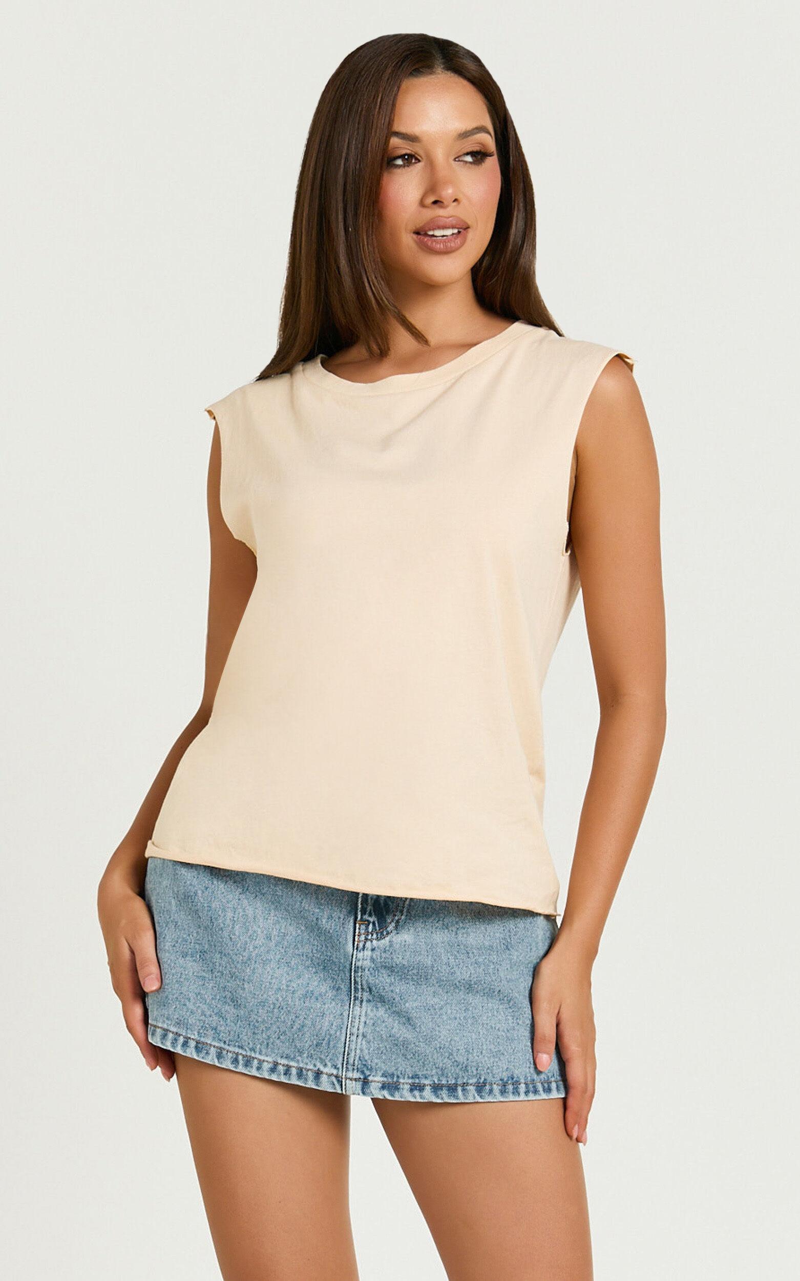 Gia Tee - High Neck Tshirt in Nude Product Image