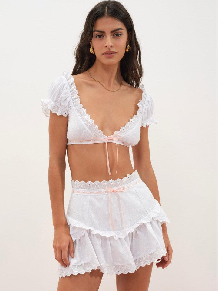 Summer Swirl Eyelet Top — White Product Image