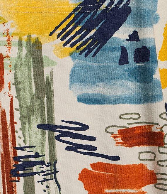 Ali Miles Knit Printed V-Neckline 3/4 Sleeve Top Product Image