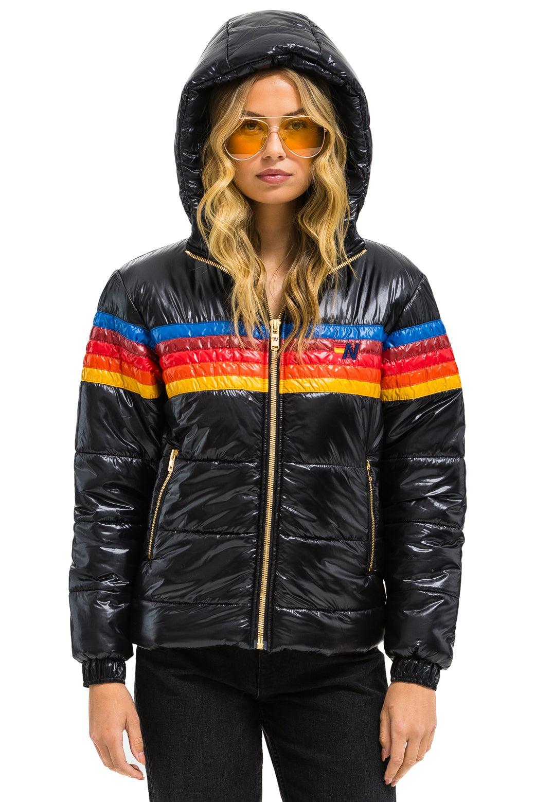 5 STRIPE TREKKER JACKET - GLOSSY BLACK Female Product Image