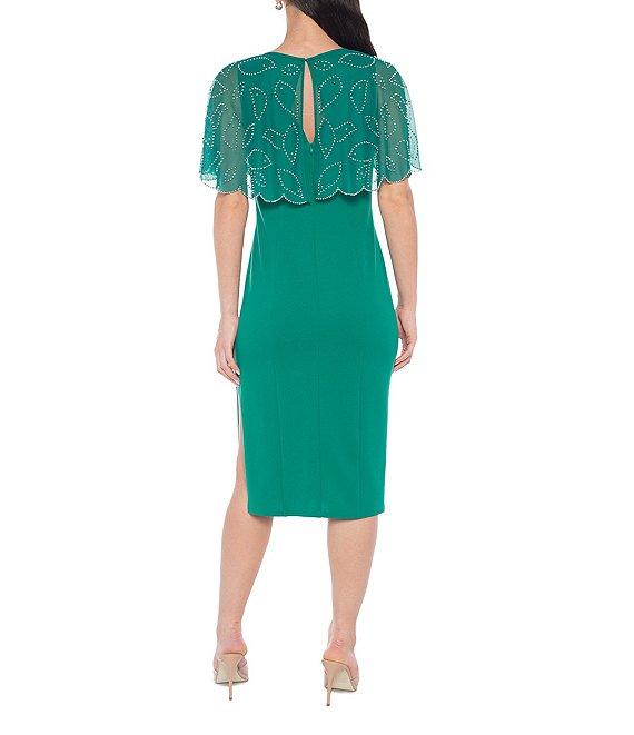 Marina Beaded Crew Neck Short Capelet Midi Dress Product Image