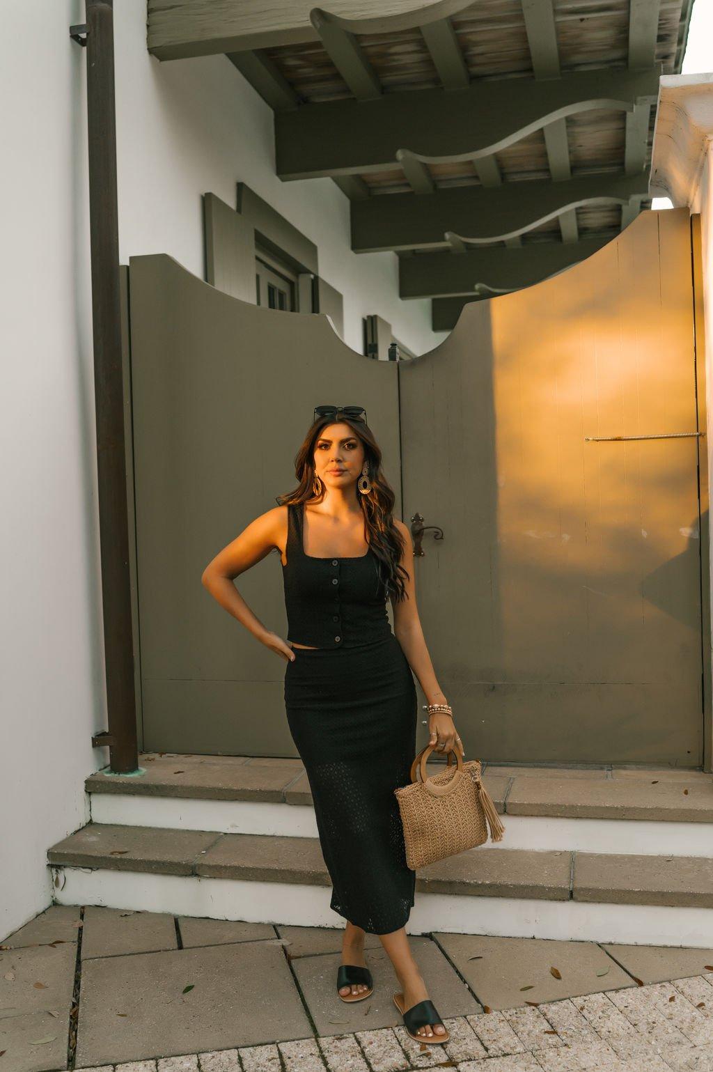 Black Sheer Lace Midi Skirt - DOORBUSTER Product Image