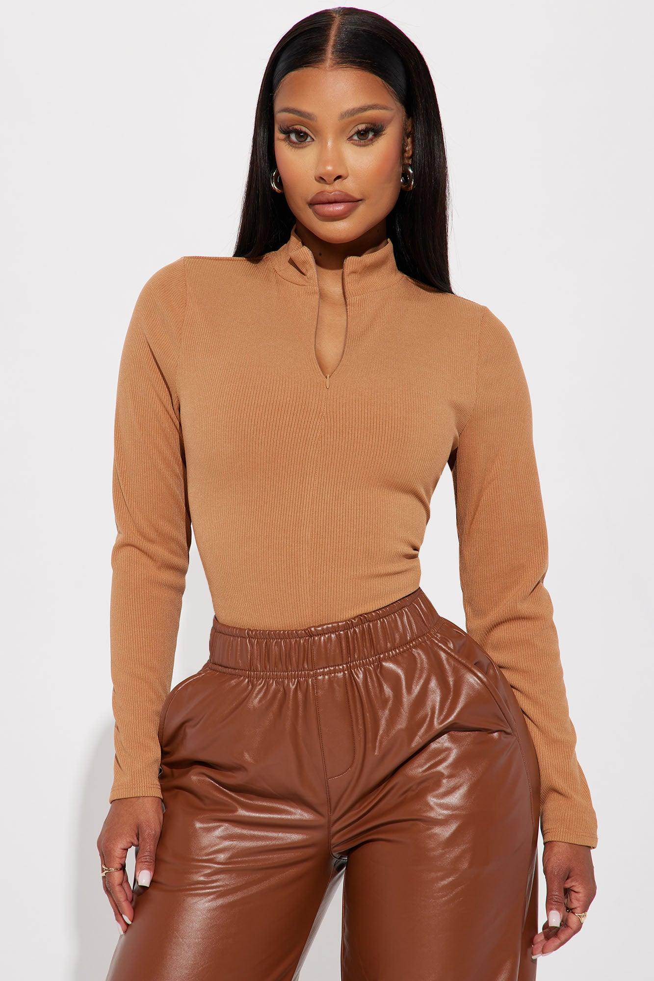Melanie Ribbed Bodysuit - Tan Product Image