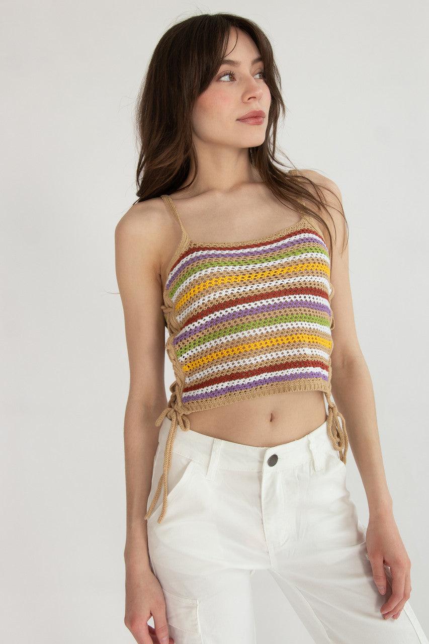 Side Lace Up  Crochet Tank Product Image