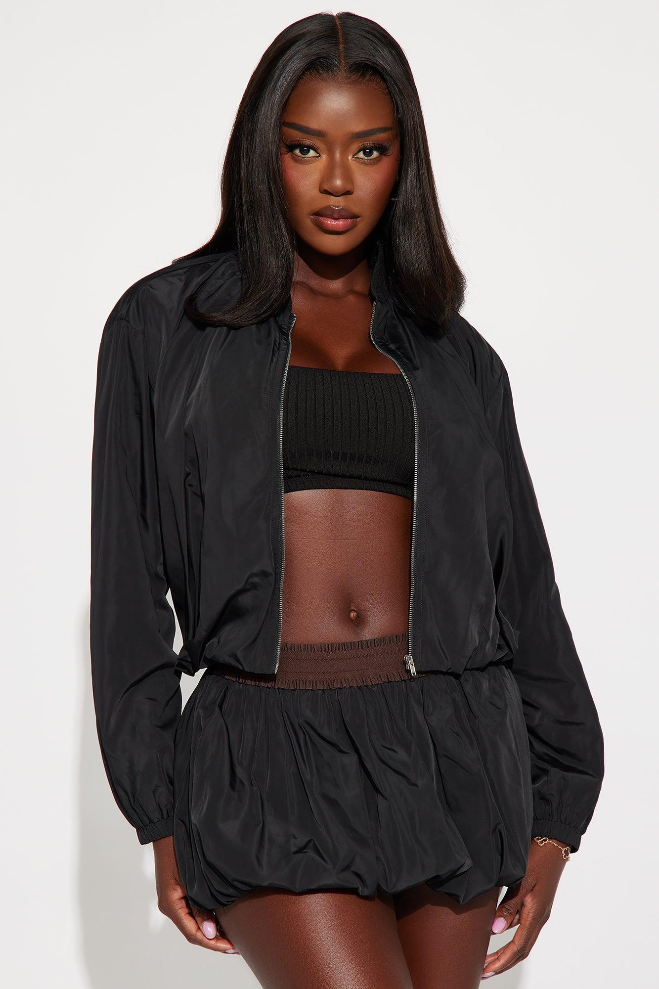 Sporty And Cute Bubble Skirt Set - Black Product Image