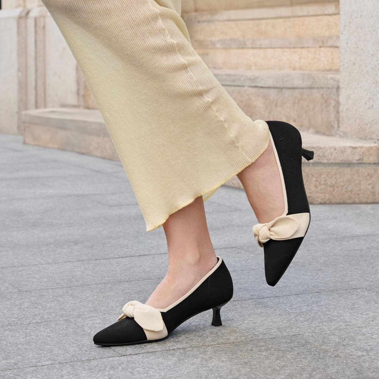 Pointed-Toe Bow Kitten Heels (Sasha) Product Image