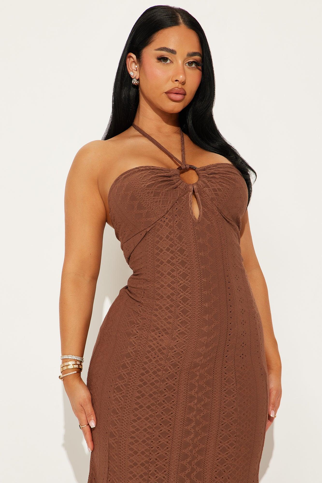 Miranda Eyelet Maxi Dress - Chocolate Product Image