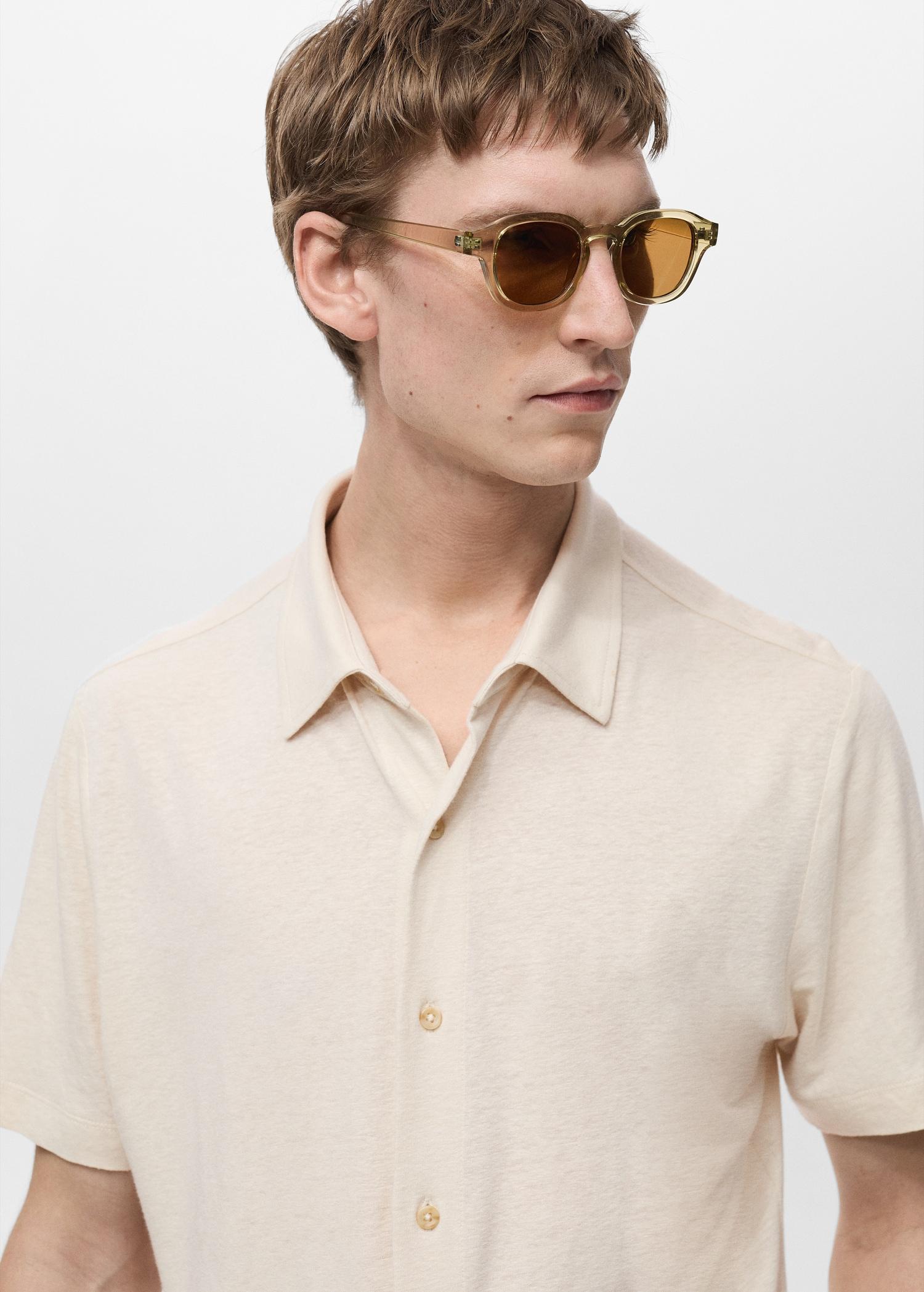 Regular-fit linen shirt - Men | MANGO USA Product Image