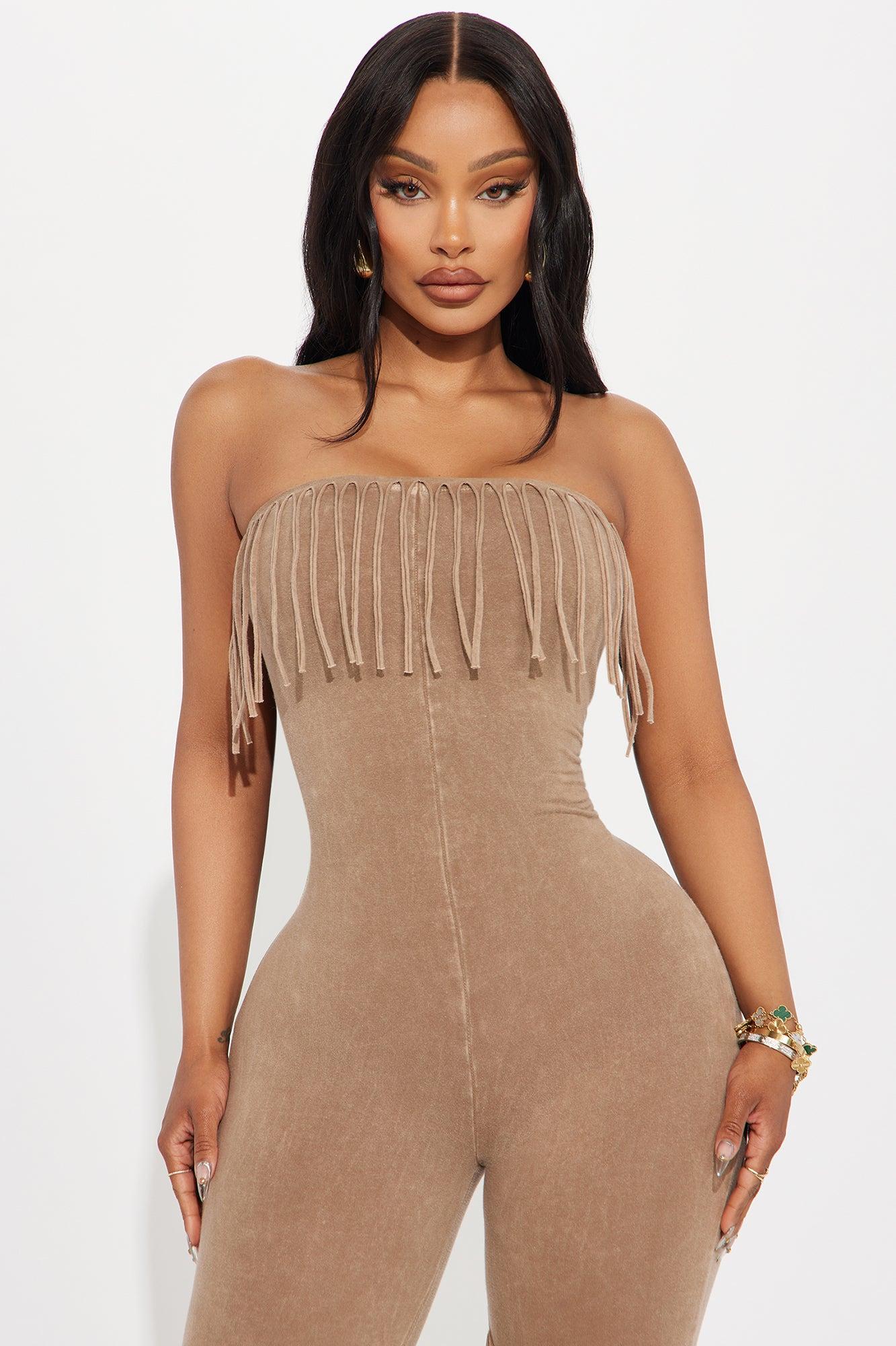 Good Times Fringed Jumpsuit - Mocha Product Image