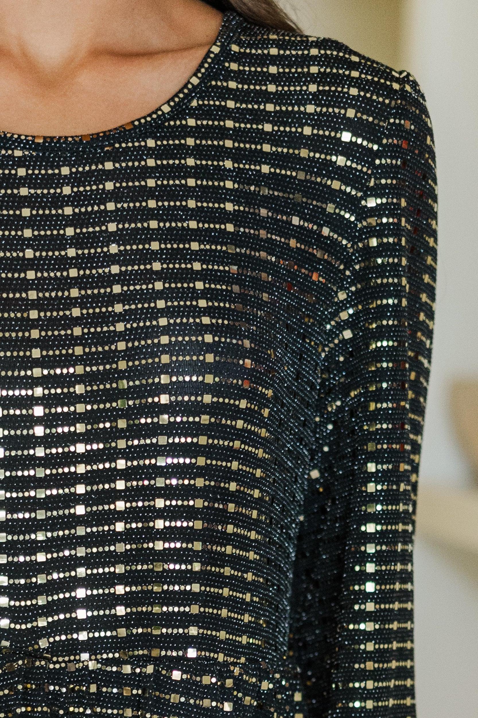 That Dazzling Glow Black & Gold Babydoll Dress Female Product Image