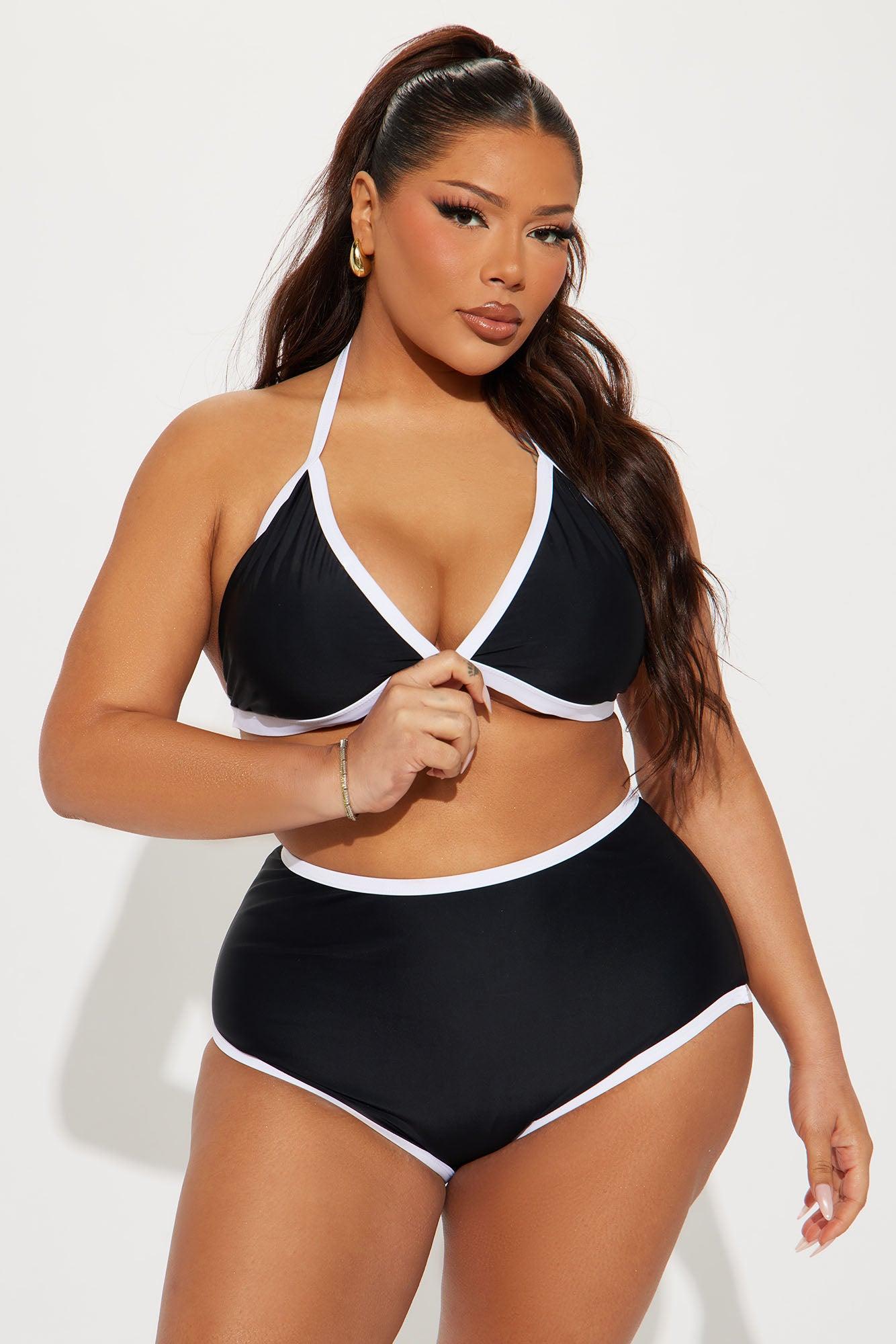 Hazel Contrast Trim Boyshort 2 Piece Bikini - Black/White Product Image