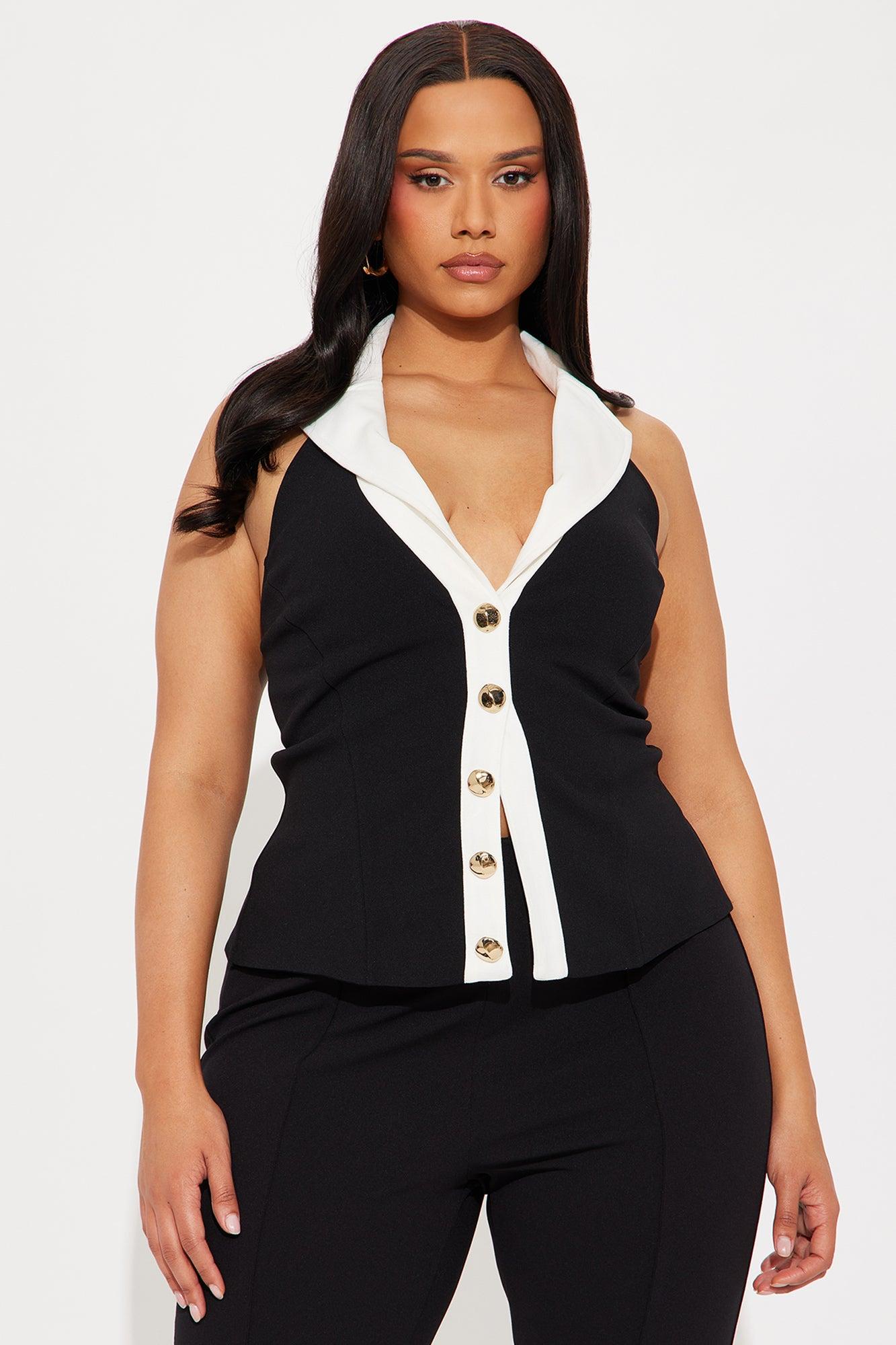 Viola Vest And Capri Set - Black/White Product Image
