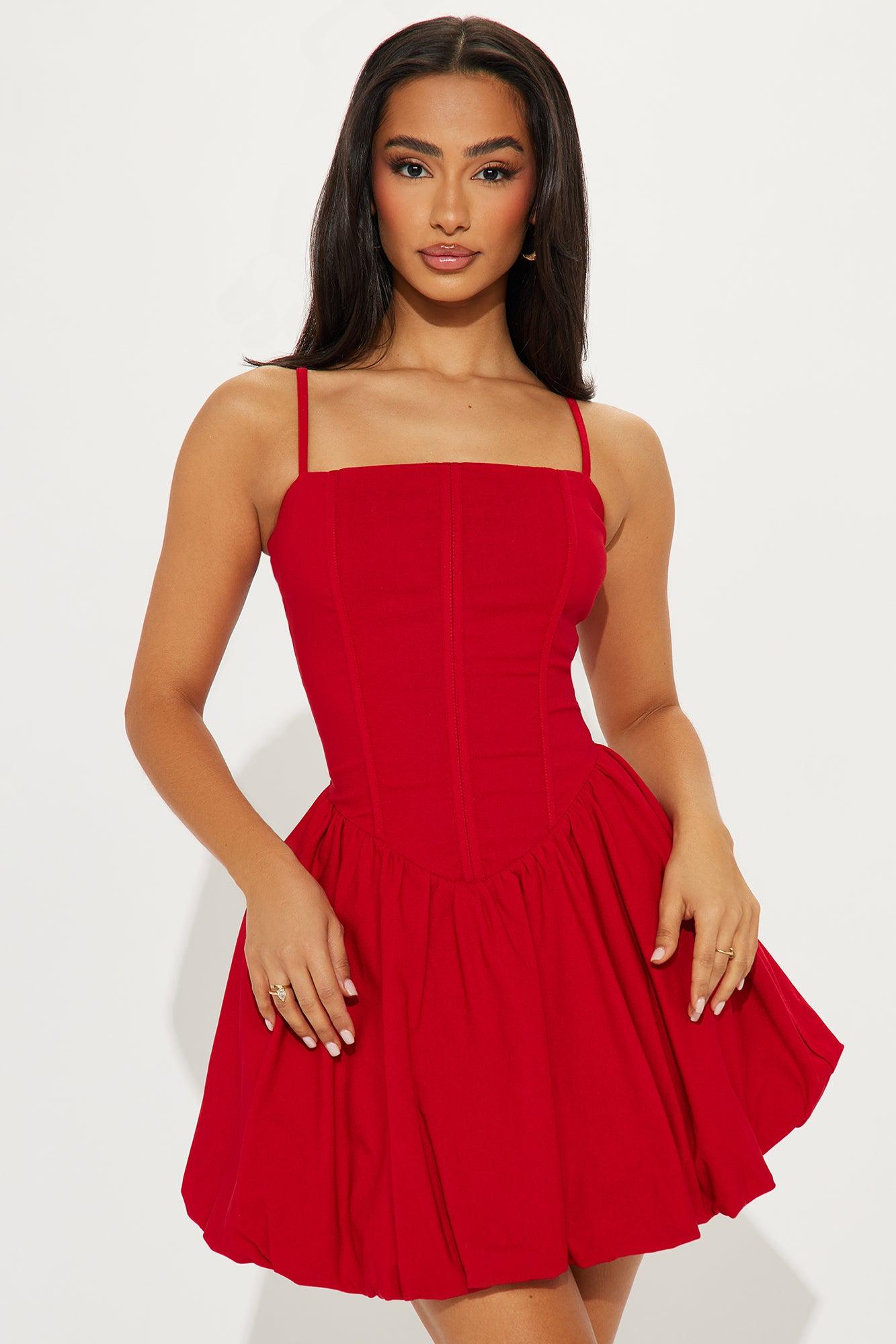 Kelly Bubble Micro Mini Dress - Red Product Image