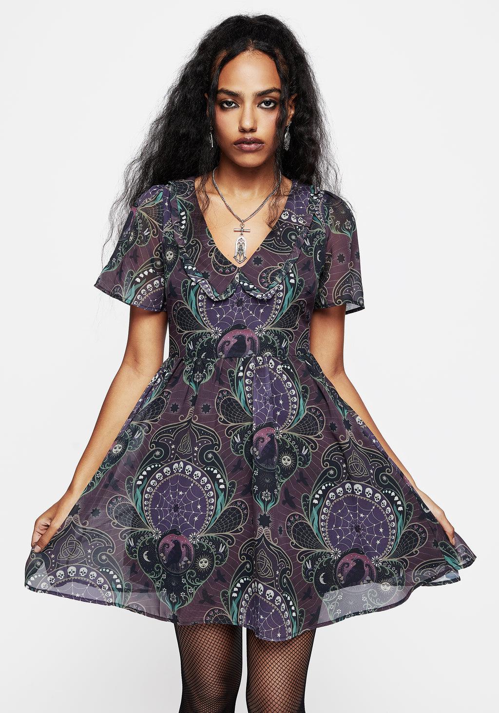 Clarette Chiffon Frill Collar Mini Shirt Dress Product Image