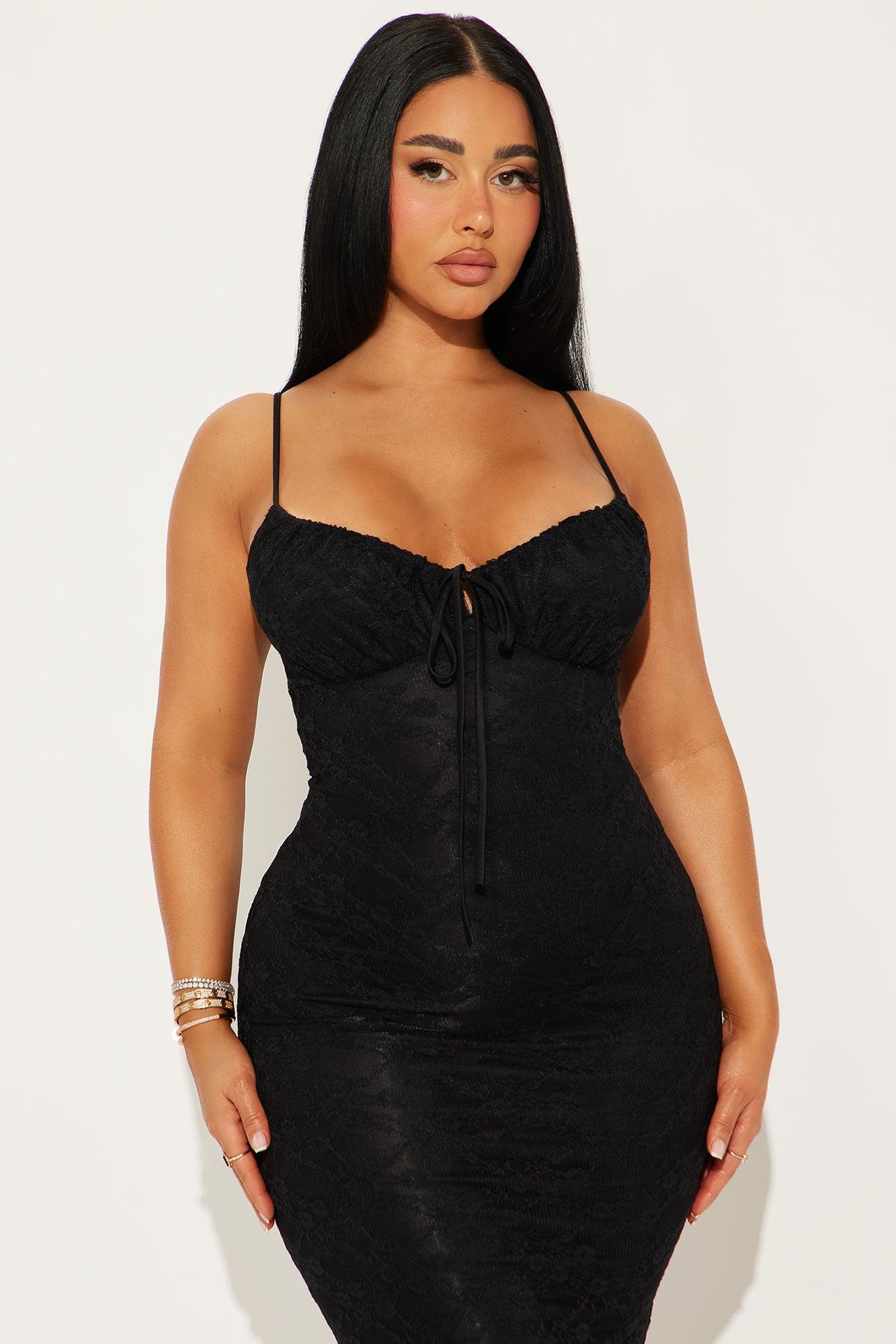 Looking Good Lace Midi Dress - Black Product Image