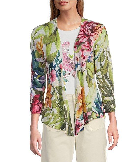Tommy Bahama Verde Bloom Addison Lightweight Linen Blend V-Neck Wrap Cardigan Product Image