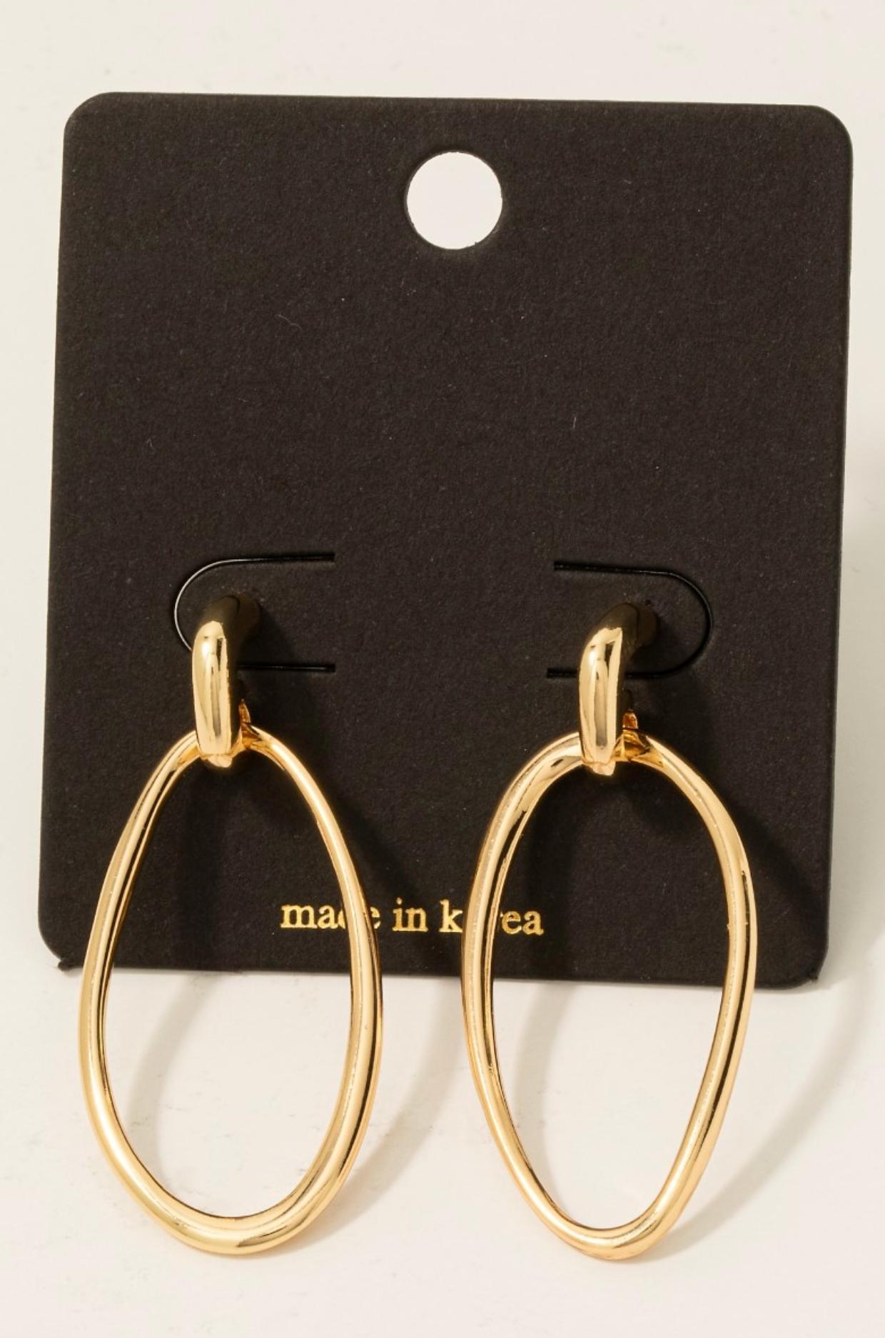 Oval Metallic Dangle Hoop Earrings Product Image