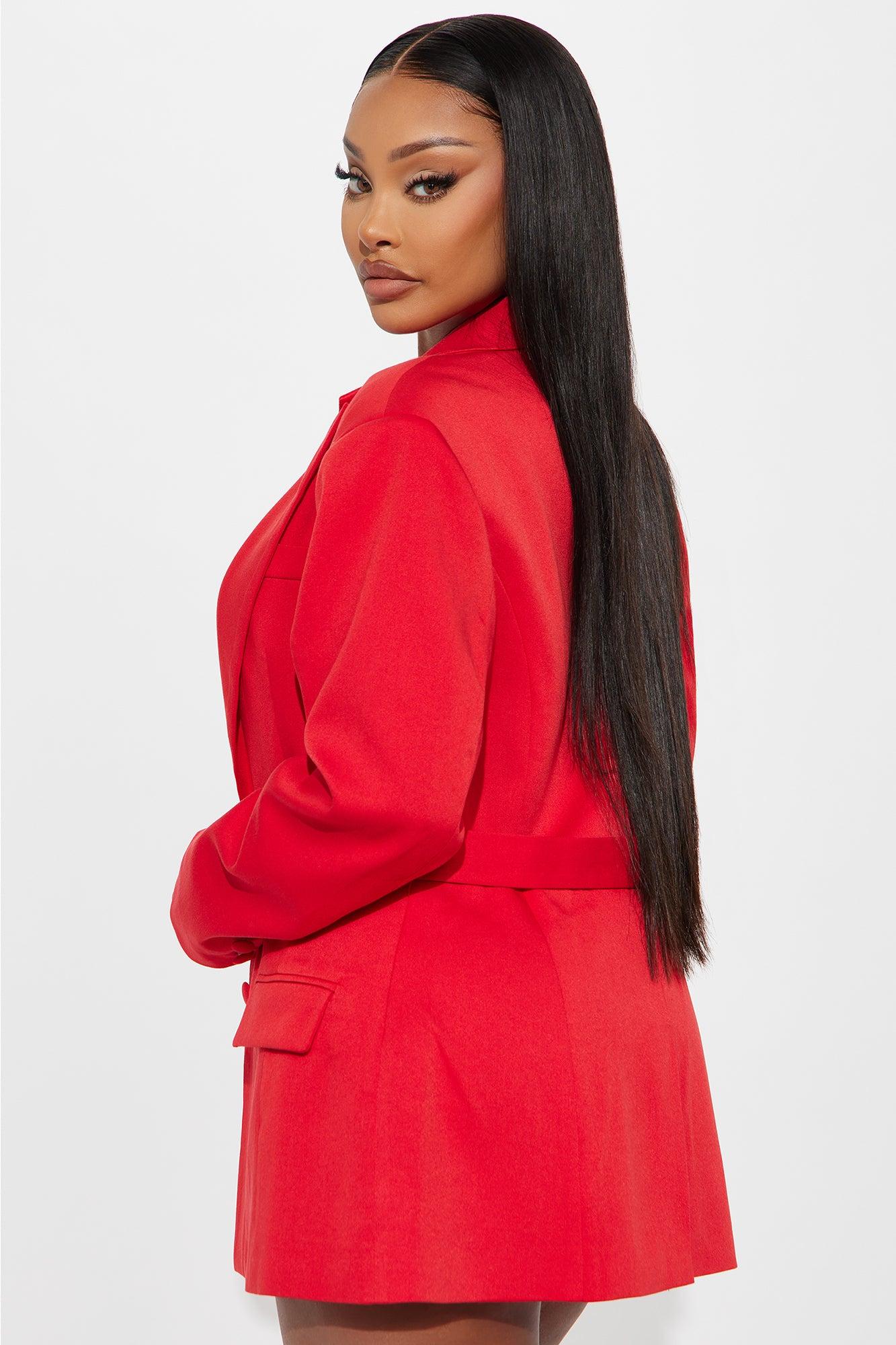 Elaine Hourglass Belted Blazer - Red Female Product Image