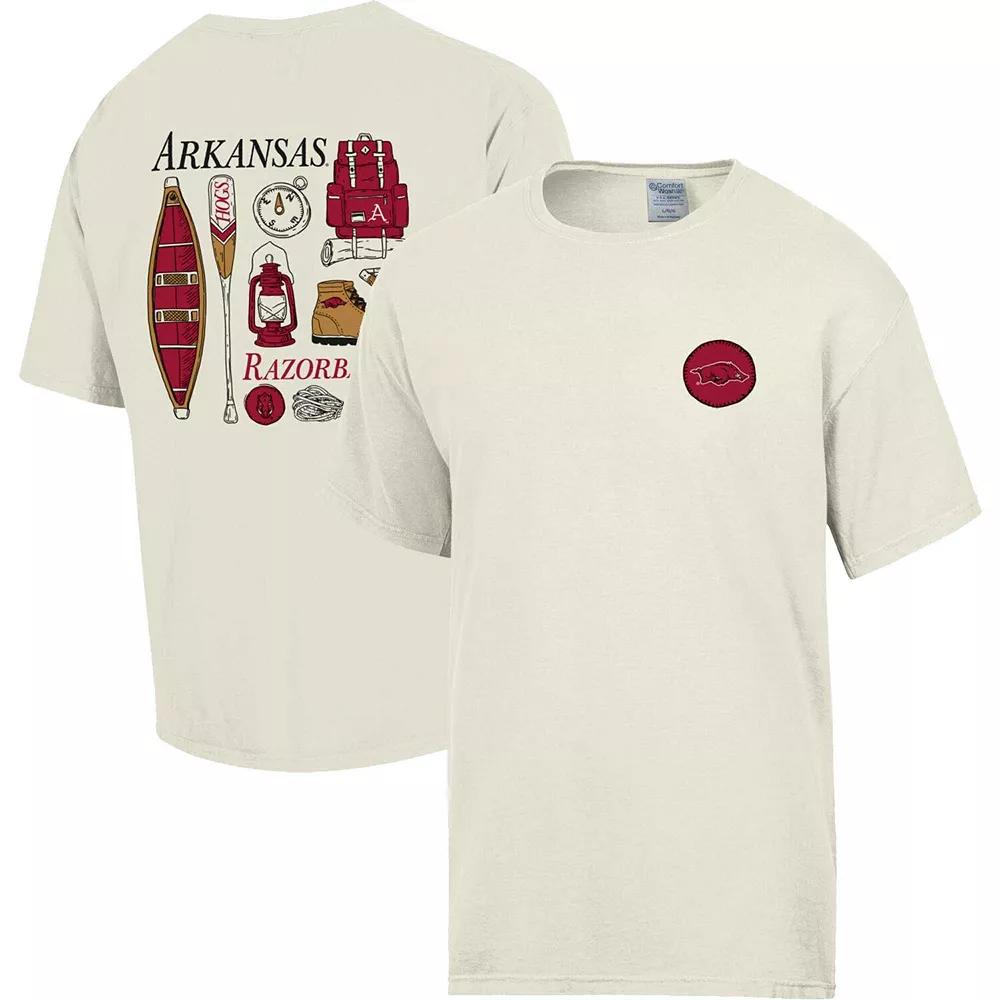 Men's Comfort Wash Cream Arkansas Razorbacks Camping Trip T-Shirt, Size: XL, Beige Product Image